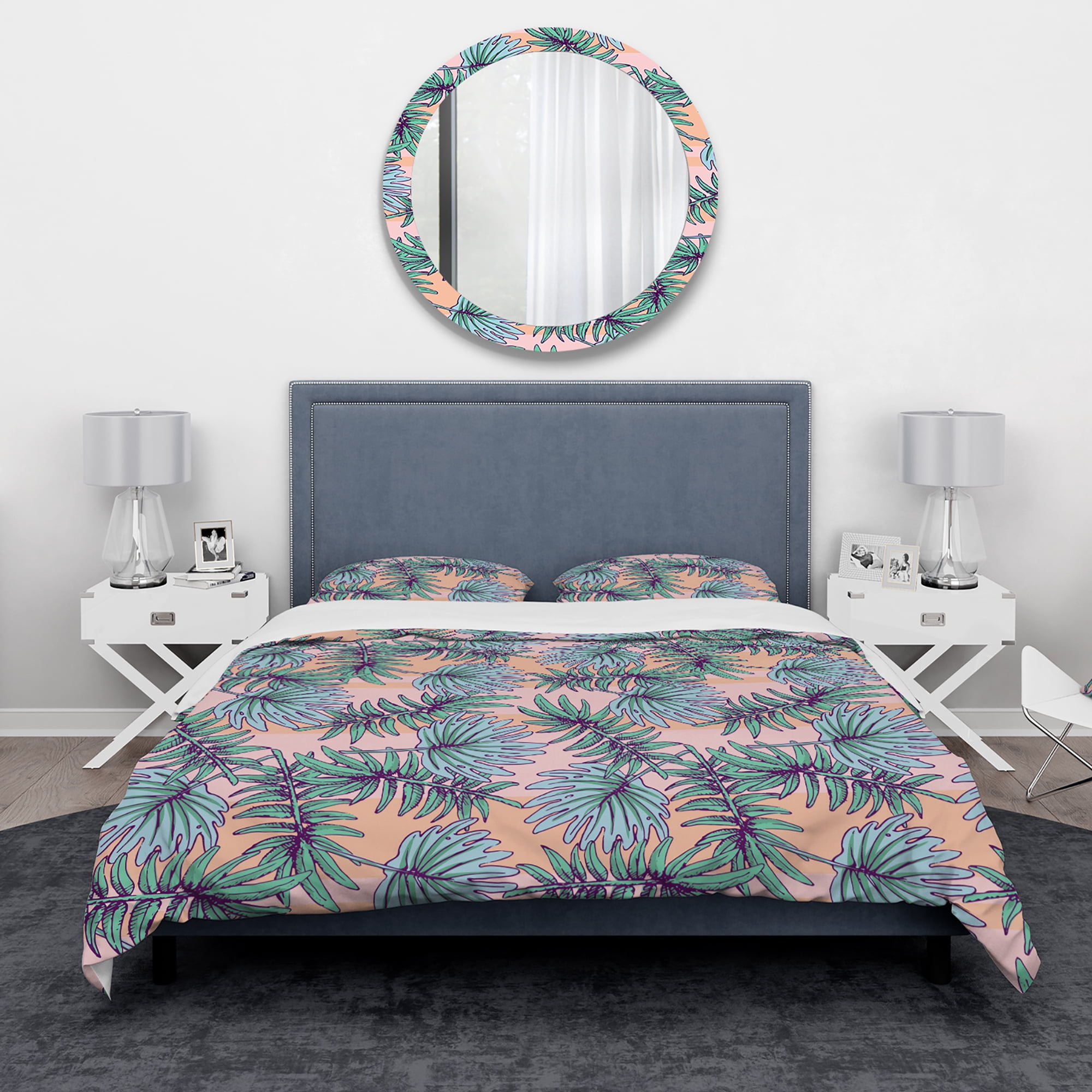 Designart 'Summer Colorful Hawaiian Pattern with Tropical Plants' Tropical Duvet Cover Set