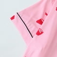 thumbnail image 3 of Women‘s Bow Print Loungewear Set | Satin Collared Top & Shorts Pajama Set | Short Sleeve Sleepwear for Home & Casual Outings(Pink,XL), 3 of 7