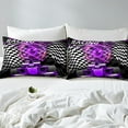 thumbnail image 4 of Erosebridal Racing Car Full Sheet Sets,Geometric Plaid Bedding Full Size,Black Purple Bed Sheets Set Full Size,Super Cozy Sport Bedroom Decorative,4pcs, 4 of 7