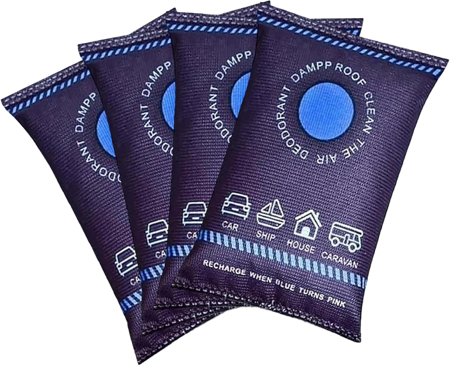 Reusable Dehumidifier Bags (4-Pack) - 200g Moisture Absorbers with Color Indicator for Car, Closet, Cabinet & Home(C)