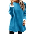 thumbnail image 2 of HLKJKLS Winter Clothing For Women Fashionable Solid Color Fleece Sweatshirt Polyester Warm Casual Blue S-3Xl, 2 of 8