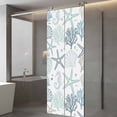 thumbnail image 3 of Aqua Teal Coastal Privacy Window Film, Decorative Frosted Glass Window Film, Summer Beach Starfish Coral Nautical Reusable Peel and Stick Static Cling for Home Bathroom Office Glass Door 29.5"x78.7", 3 of 8
