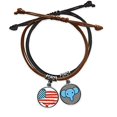 thumbnail image 2 of Stars and Stripes America Flag Map Country Bracelet Rope Hand Chain Leather Elephant Wristband, 2 of 2