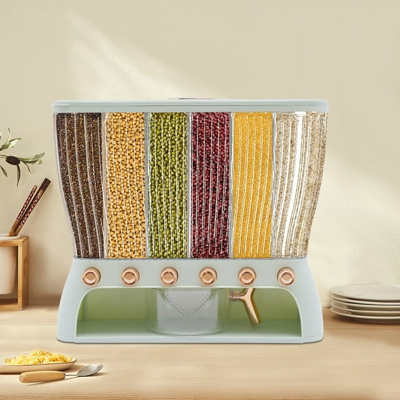 Denest 6 in 1 Sealed Rice Dispenser Kitchen Pantry Cereal Dry Grain Container For Beans