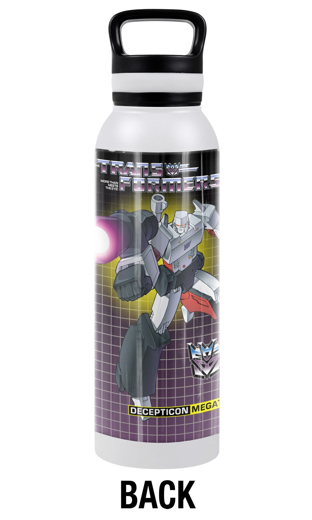 Transformers Official Megatron White 24 oz Insulated Canteen Water Bottle, Leak Resistant, Vacuum Insulated Stainless Steel with Loop Cap
