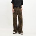 thumbnail image 1 of Pantalones vaqueros de leopardo marrón para mujer y hombre, pantalones de mezclilla para mujer, pantalones de pierna ancha, ropa de calle, Hip Hop, Vintage, 1 of 5