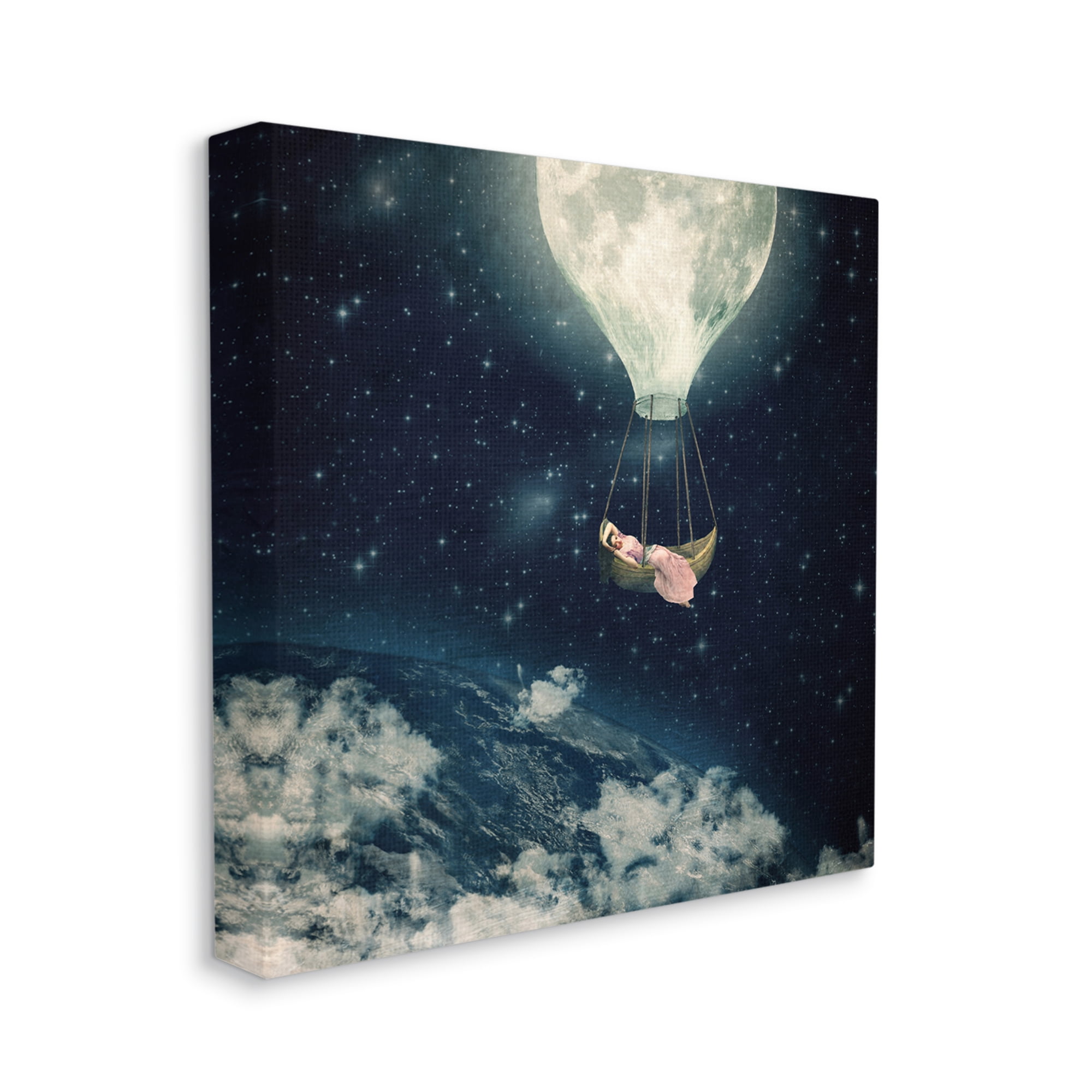 Stupell Industries Dreamlike Moon Balloon Galactic Outer Space Clouds Canvas Wall Art, 36 x 36, Design by Paula Belle Flores