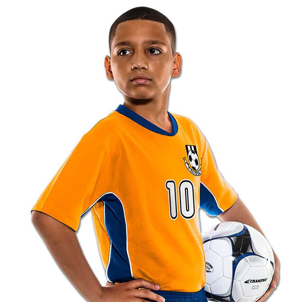 CHAMPRO Header Lightweight Soccer Jersey, Adult X-Large, Black, White Trim