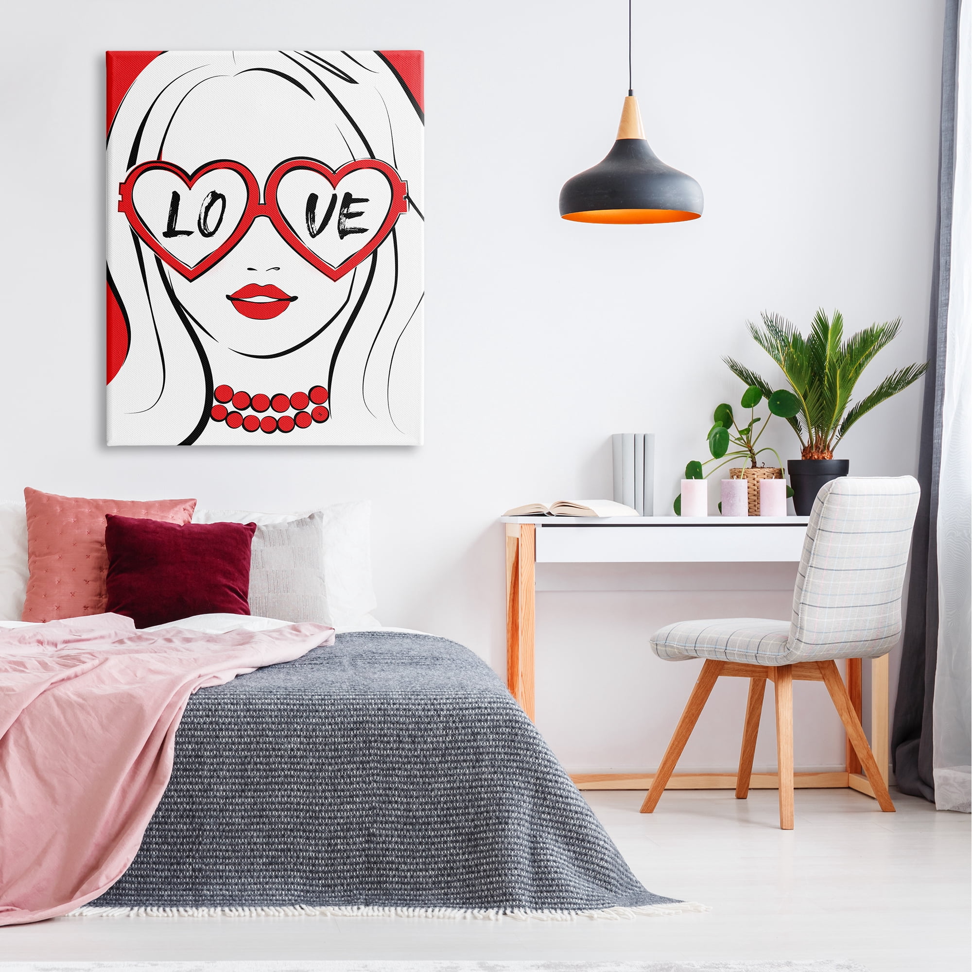 Stupell Industries Fashionable Heart Sunglasses Love Design Trendy Woman Graphic Art Gallery Wrapped Canvas Print Wall Art, Design by Martina Pavlova