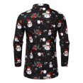 thumbnail image 3 of Mens Elk Print Christmas Shirts Single Breasted Travel Blouse Snowman Printed Tunic Shirt, 3 of 5