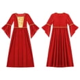 thumbnail image 2 of iiniim Kids Girls Medieval Princess Costume Long Flared Sleeve High Waist Maxi Dress Halloween 6-16 Red 6, 2 of 7