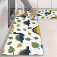 thumbnail image 2 of Kitchen Rugs Sets Of 2,White Cartoon Dinosaurs Green Yellow Leaves Pattern Anti Fatigue Kitchen Mat Rugs Non Slip Washable,Decorative Kitchen Floor Mats for Kitchen,Sink,Laundry,17"X47", 2 of 5