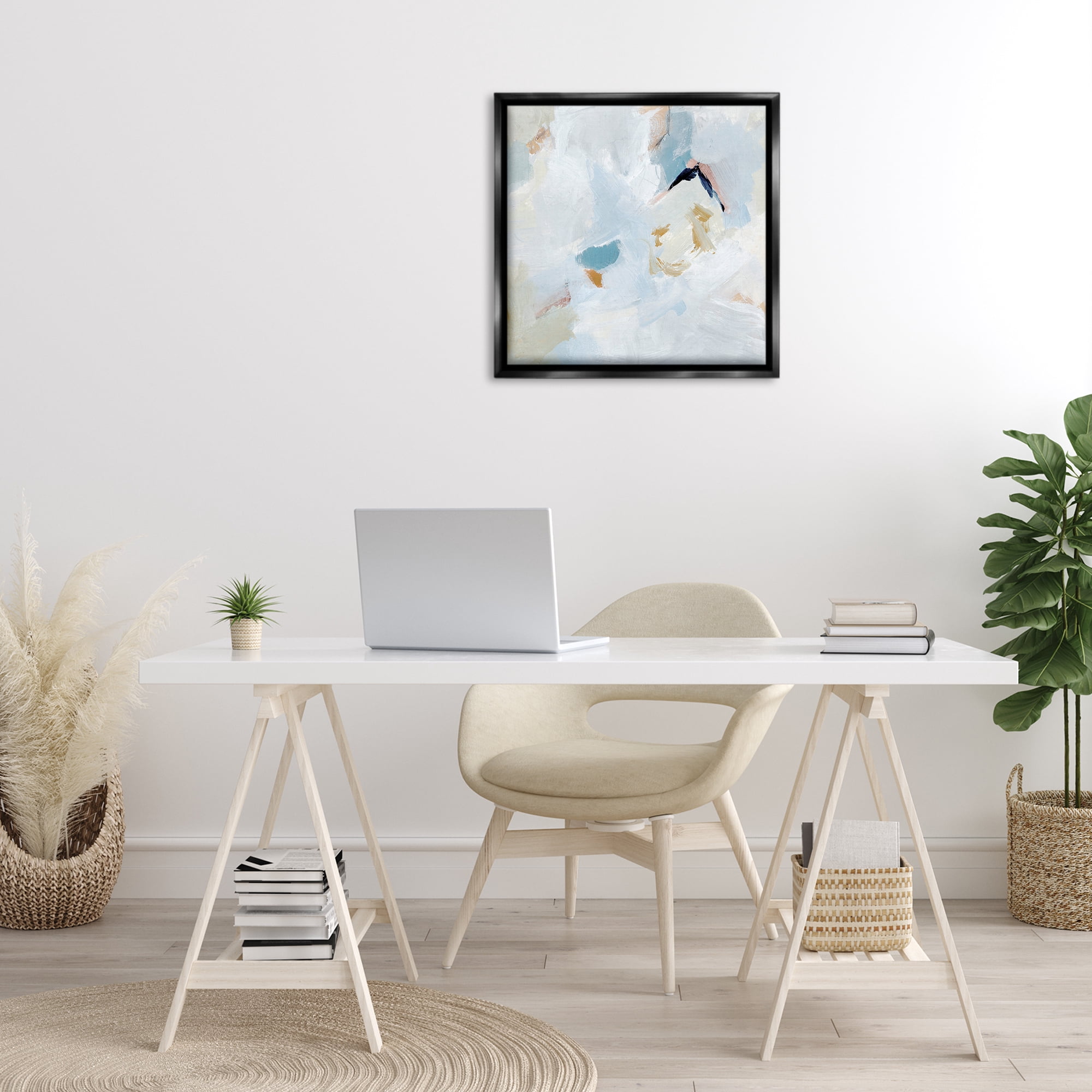 Stupell Industries Soft Subtle Abstraction Abstract Painting Black Floater Framed Canvas Art Print Wall Art, 25 x 25