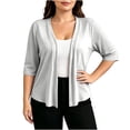 thumbnail image 1 of fatyb Womens Plus Size Cardigan Half Sleeve Lightweight Jacket Open Front Summer Casual Loose Cover Up, 1 of 7