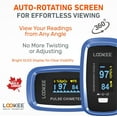 thumbnail image 3 of LOOKEE® Premium Fingertip Pulse Oximeter | Proudly Canadian | Oxygen Therapy Monitor | SpO2 Blood Oxygen Saturation Monitor with Auto Rotate OLED Display, Plethysmograph Waveform | Batteries Included, 3 of 12