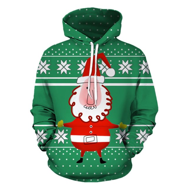 Jersey navideño para hombre Camisa navideña fea para hombre Sudadera con bolsillo de manga larga con estampado 3D divertido y sexy de Navidad Pompotops oipoqjl26680