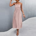 thumbnail image 6 of IROINNID Empire Dress For Women Regular Sleeveless Summer Suspender Sling Dress Button Casual Long Dress Square Neck Solid Color Dress, 6 of 8