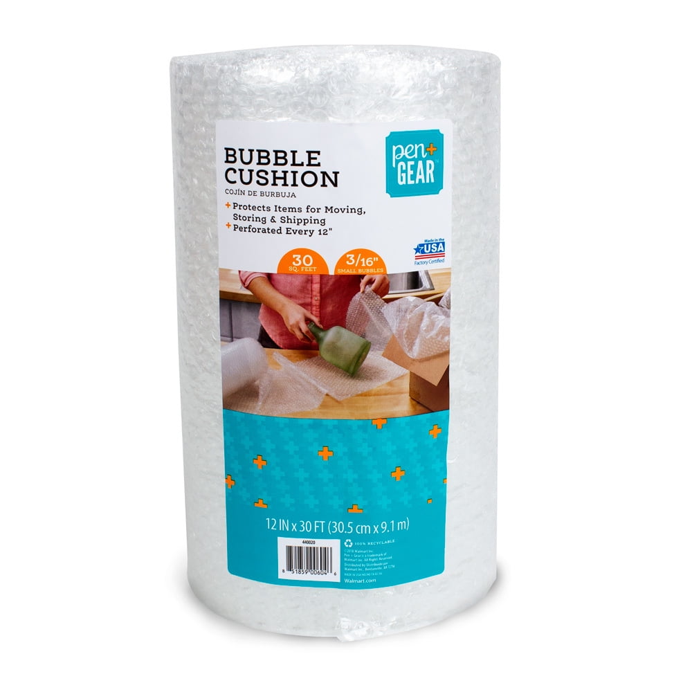 Pen+Gear 12 in x 30 ft Bubble Cushion, Clear, 3/16 Small Bubbles