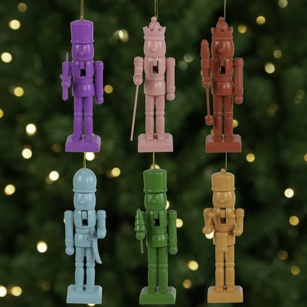 Nutcracker Wooden Christmas Ornaments - 5" - Multicolor - Set of 6