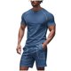 thumbnail image 3 of Conjunto de Ropa Deportiva para Hombres, Manga Corta Casual de Verano Cuello Redondo Y Pantalones Cortos de Hombro de 2 Piezas para Correr Y Gimnasio, Traje Atlético, 3 of 5