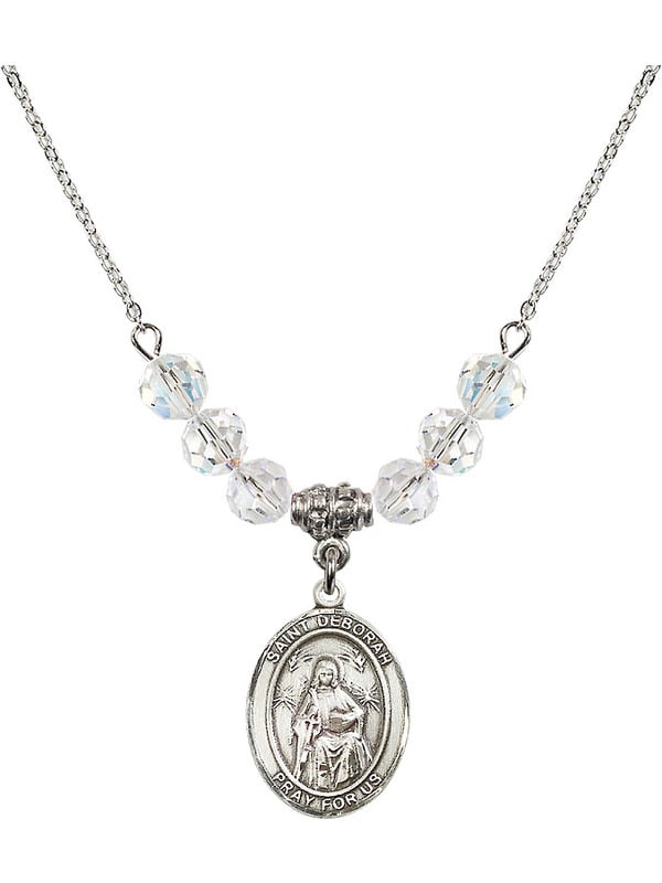 Bonyak Jewelry 18 Inch Rhodium Plated Necklace w// 6mm Green May Birth Month Stone Beads and Seven Gifts Charm