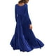thumbnail image 2 of Vestido Largo De Manga Larga, Vestido Largo Casual En Capas De Color Puro De Cintura Alta Para Fechas De Vacaciones ANGGREK Azul rey L, 2 of 6