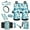 Blue Flower, variant on Yuyamidu Blue Daisy Car Seat Covers Full Set Women Steering Wheel Cover Safe Belt Pads Handbrake Cover Set Coasters Garbage Container Rear View Mirror Cover Car Center Console Cover, 14 Pack