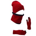 thumbnail image 3 of Juego de 3 bufandas y guantes para gorro Unisex Invierno Cálido tejido térmico Fibras acrílicas Gorro Gorro Calentador de cuello y pantalla táctil - ROJO Soledad Sombrero Bufanda y Guantes, 3 of 10