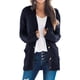 thumbnail image 1 of Jersey tipo cárdigan PRETTYGARDEN para mujer, tejido trenzado, azul marino, 1 of 6