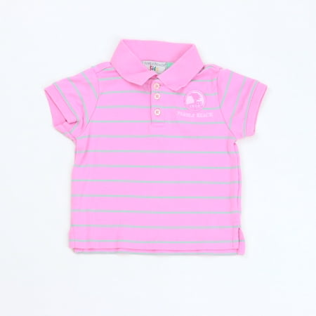 

Pre-owned Pebble Beach Kids Girls Pink/Green Stripes Polo Shirt size: 12 Months