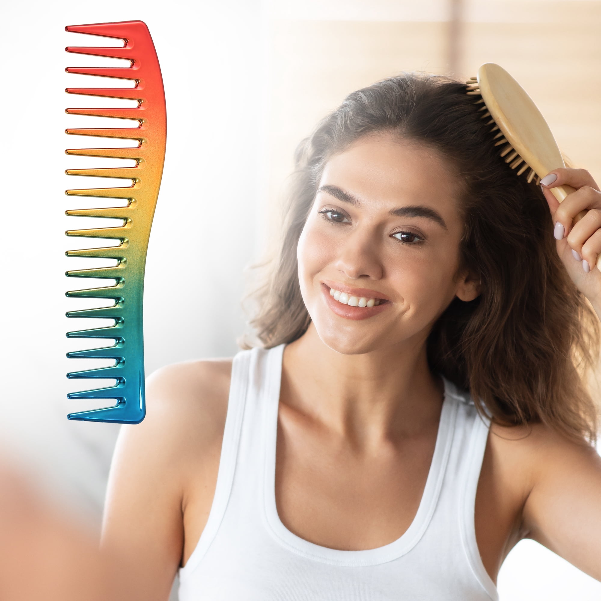 Unique Bargains Wide Tooth Hair Comb All Purpose Detangling Styling Comb Plastic Multicolor