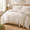 Cream-King, variant on Cream King Size Ruffled Pleated Boho Duvet Cover Set, Washed Microfiber Bedding