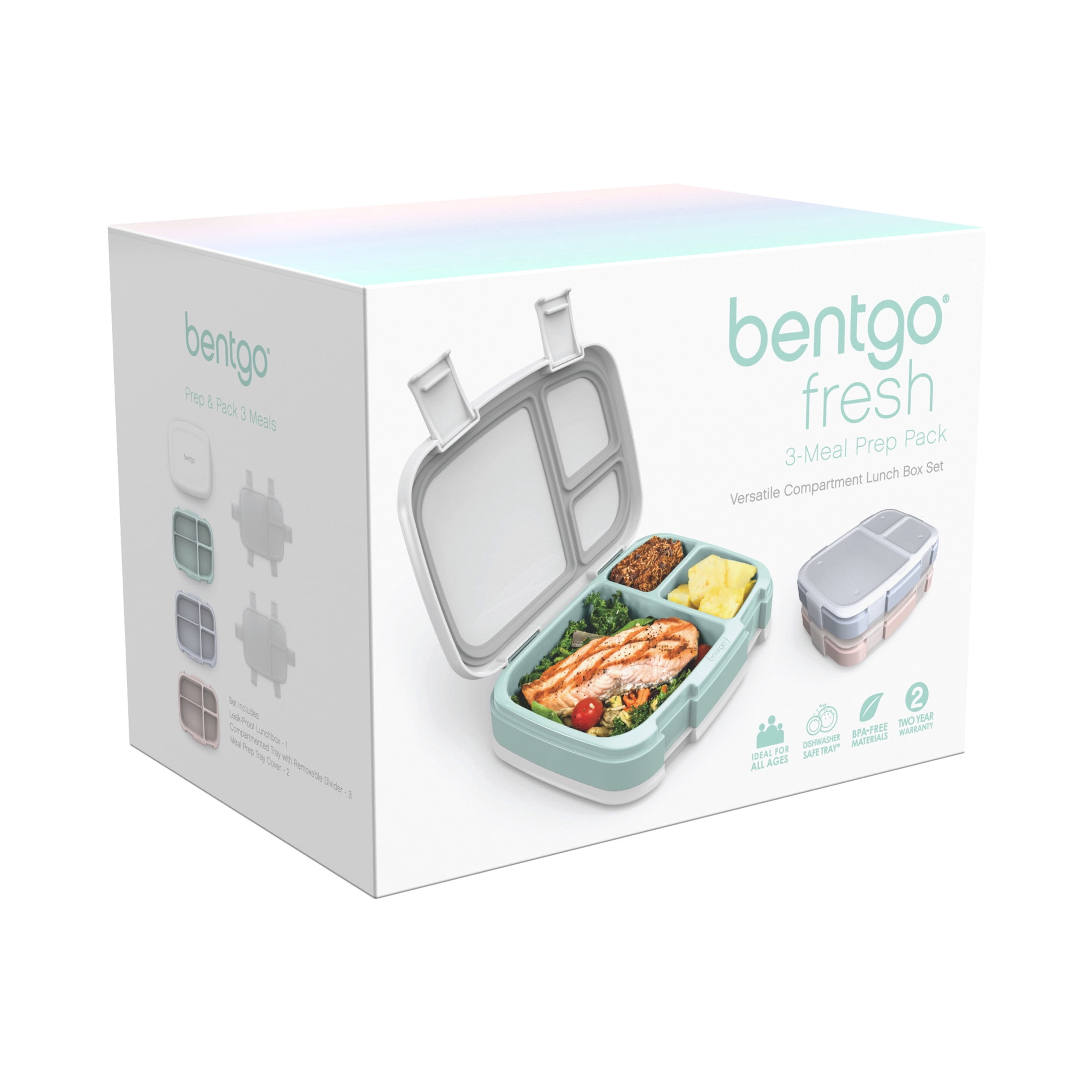 Bentgo Fresh 3-Pack Meal Prep Lunch Box Set - Reusable 3-Compartment Containers for Meal Prepping, Healthy Eating On-the-Go, and Balanced Portion-Control - BPA-Free, Microwave & Dishwasher Safe