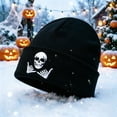 thumbnail image 6 of SYMOID Skull Embroidered Cuffed Knit Beanie Warm Stretchy Winter Hat for Men Women Hats,Size Free Size, 6 of 6
