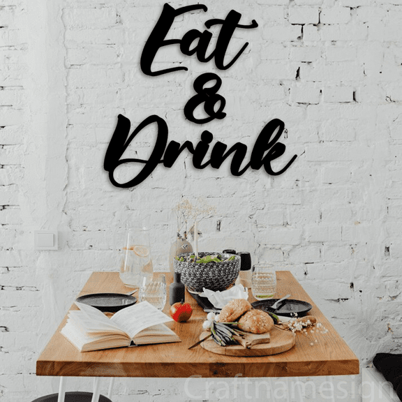 Craftnamesign Eat & Drink Metal Wall Art, Kitchen Wall Sign, Dining Room Kitchen Decor