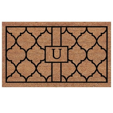 Calloway Mills Pantera Monogram Outdoor Doormat, Extra-thick 18" x 30" (Letter U)