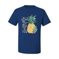 thumbnail image 2 of Wild Bobby, Pineapple Stand Tall Wear Crown And Stay Sweet Inside Arty Inspirational Pop Culture Men's Graphic T-Shirt, Royal, X-Large, 2 of 3