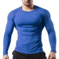 thumbnail image 2 of VSSSJ Mens Muscle Athletic T-Shirt Casual Solid Color Breathable Long Sleeve Slim Fit Base Layer Shirt Running Gym Workout Tops Blue XL, 2 of 6