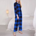 thumbnail image 3 of Bingfone Ensembles de Pyjama pour Femmes à Carreaux Bleu Noir, Ensemble de Pyjama à Manches Longues-TTG, 3 of 7