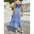 thumbnail image 4 of Smocked Maternity Boho Dress Casual Spaghetti Strap Ruffle Sleeveless Swing Summer Maxi Dress, 4 of 5