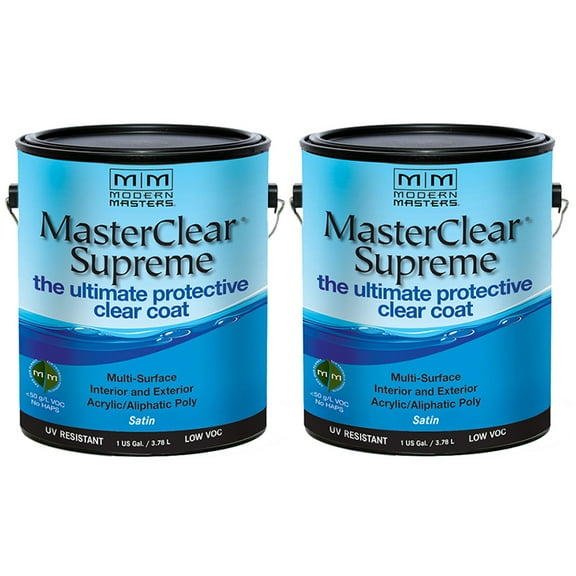 2 Pack of 1 gal Modern Masters MCS902 Clear MasterClear Supreme Protective Clear Coat, Satin