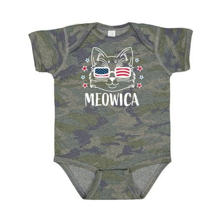 

Inktastic 4th of July Meowica Cat in Flag Sunglasses Gift Baby Boy or Baby Girl Bodysuit