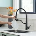thumbnail image 3 of Wowow Matte Black Kitchen Faucets with Pull Down Sprayer, Solid Brass Kitchen Sink Faucet Gold, 3 of 7