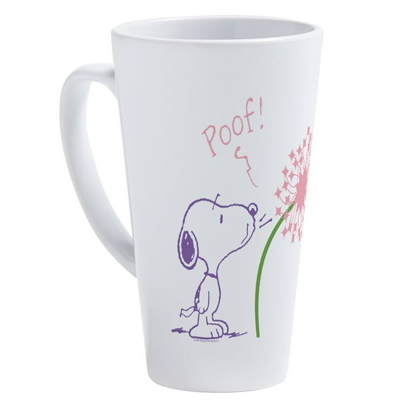 CafePress - Snoopy Dandelion - 17 Oz White Ceramic Latte Mug