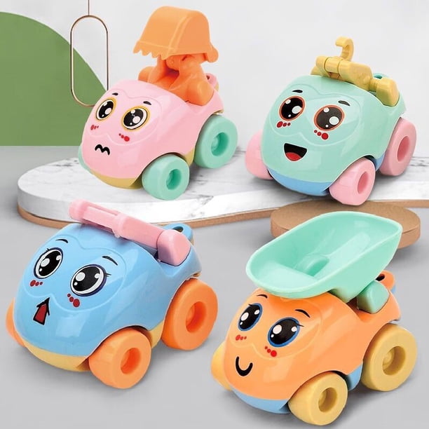 Cartoon Mini Inertial Engineering Vehicle Set Excavator Forklift Crane Model Baby 0-3 Years Old Fire Truck heqiyong LED