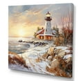 thumbnail image 2 of Designart "Winter Charm Of Coastal Lighthouse I" Beach Light House Canvas Art Print, 2 of 7