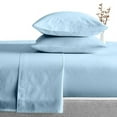 thumbnail image 2 of EASY BEDDING 4 Piece Bed Sheet Set, 100% Egyptian Cotton 400 Thread Count - Cal-King Size 18 Inch Deep Pocket - Light Blue Solid., 2 of 7