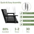 thumbnail image 3 of Poly Lumber 2-Seat Porch Swing, HIPS 4.5-Feet Bench Swing with Foldable Cup Holders,18/8 Stainless Steel Hardware, High Backrest and Deep Contoured Seat (Carbon Black, 4.5-feet), 3 of 6