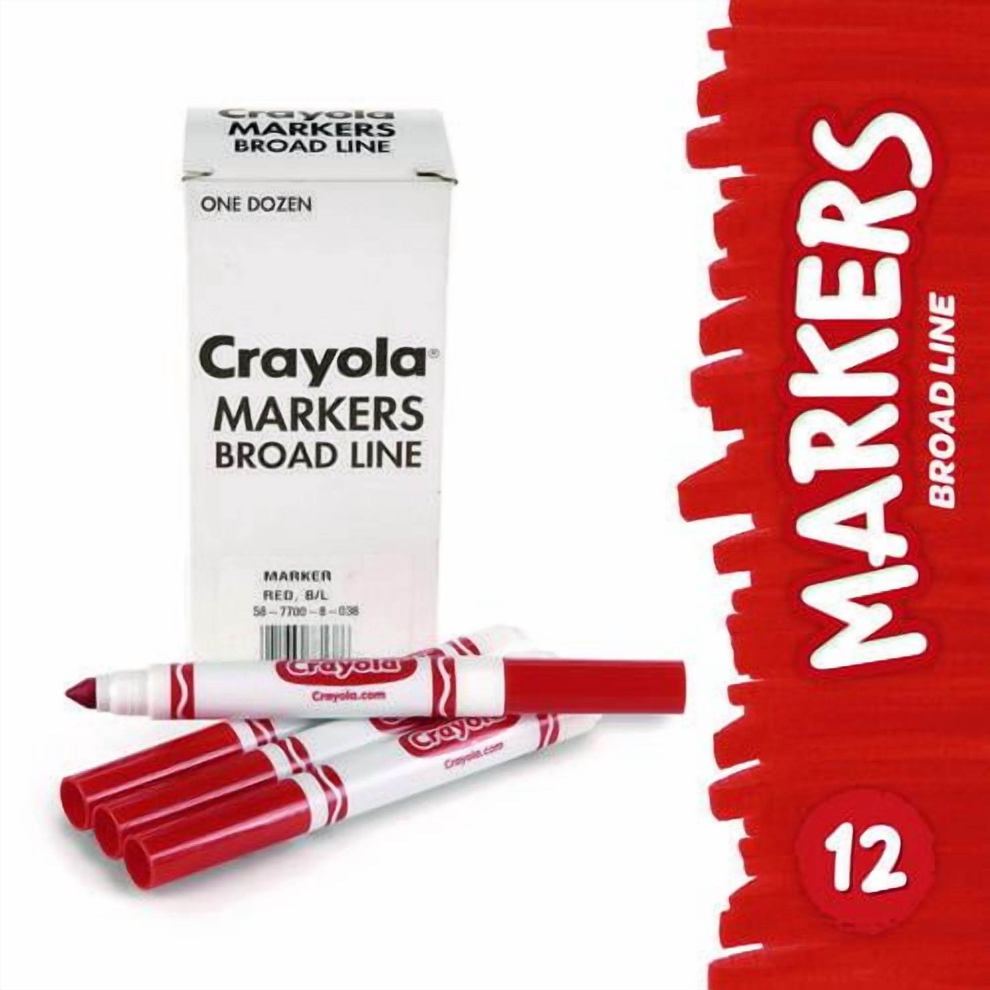 Bulk Broad Line Marker, Broad Bullet Tip, Red, 12/Box | Bundle of 10