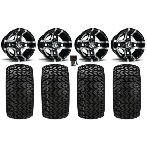Fairway Alloys Prestige 10" Wheels Black 20" Sierra Sport Tires E-Z-GO &Club Car